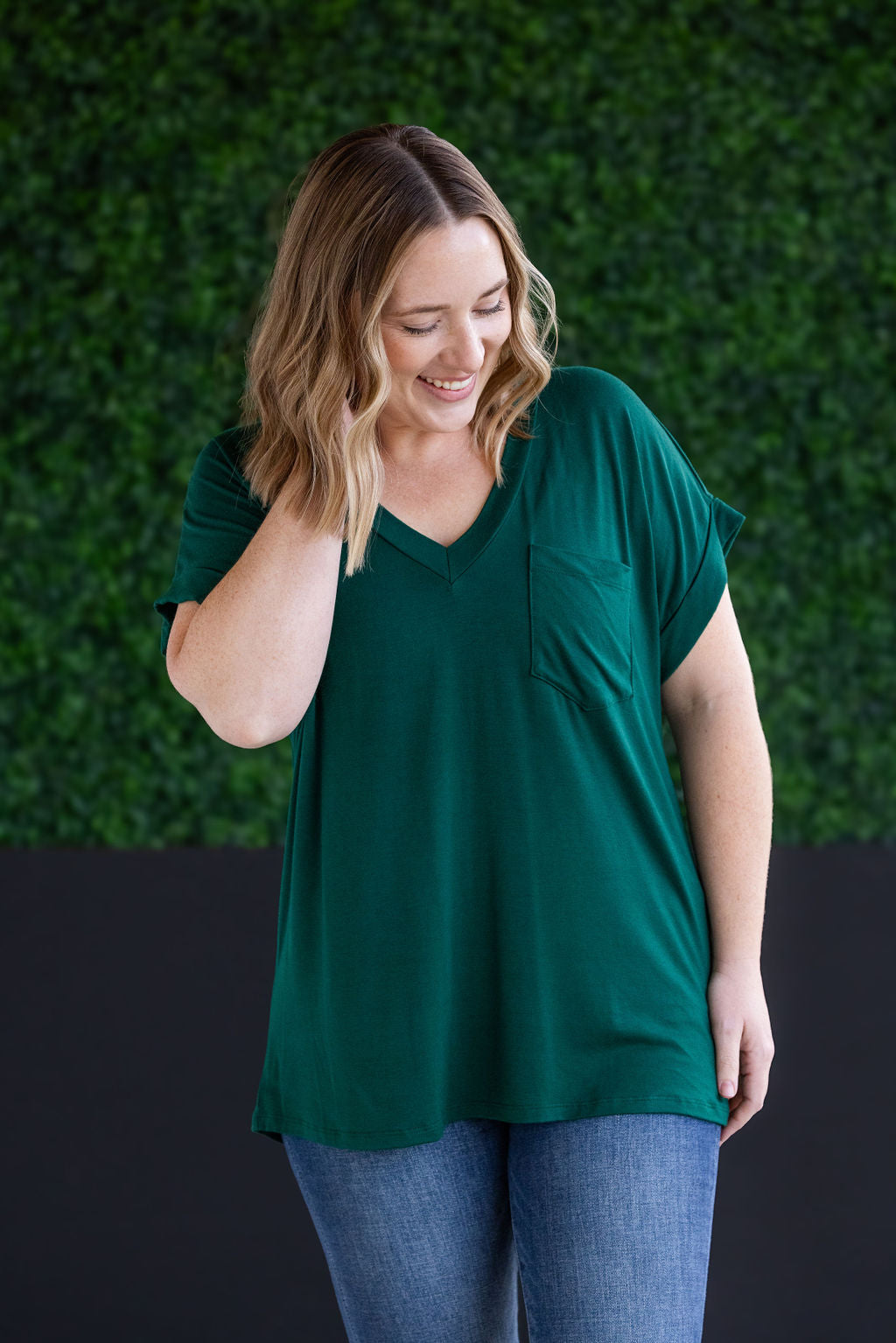 Michelle Mae Sierra Pocket Tops - Hunter Green