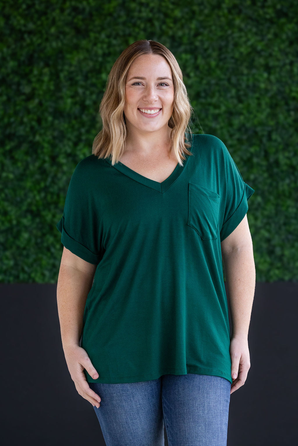 Michelle Mae Sierra Pocket Tops - Hunter Green