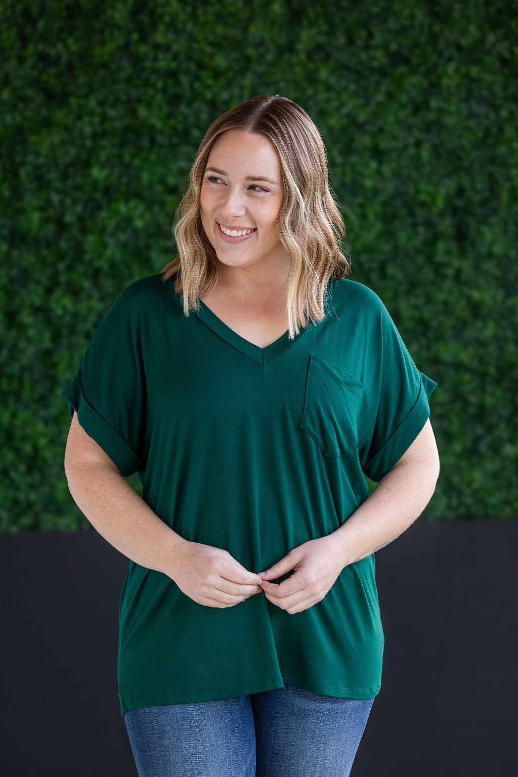 Michelle Mae Sierra Pocket Tops - Hunter Green