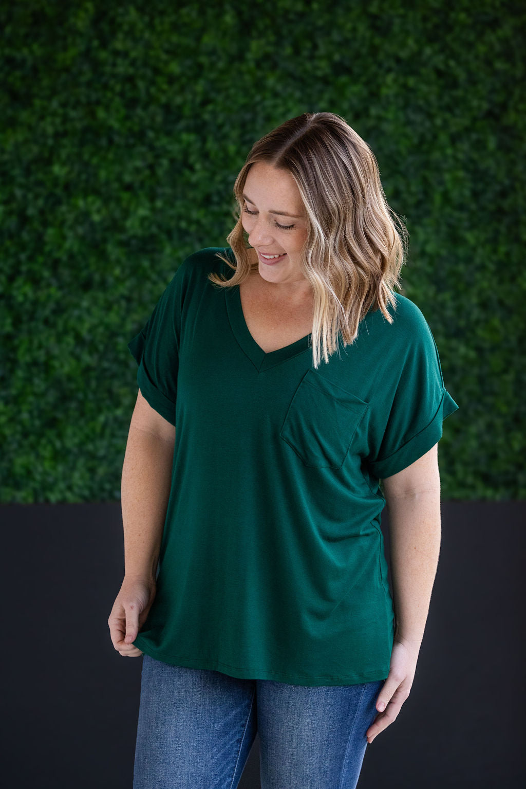 Michelle Mae Sierra Pocket Tops - Hunter Green