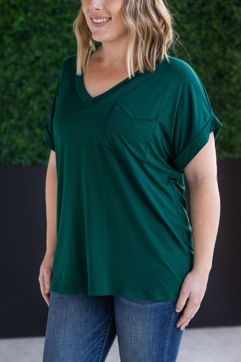 Michelle Mae Sierra Pocket Tops - Hunter Green