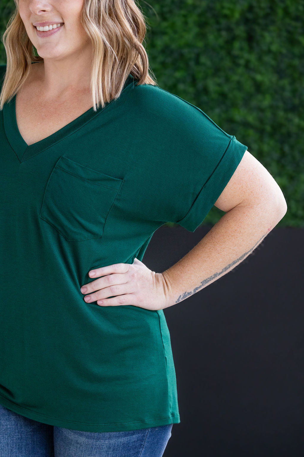 Michelle Mae Sierra Pocket Tops - Hunter Green