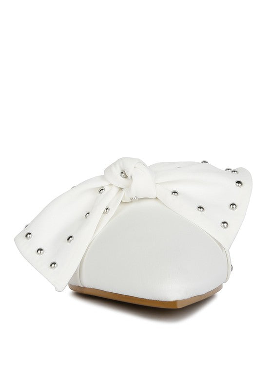 London Rag Makeover Studded Bow Flat Mules