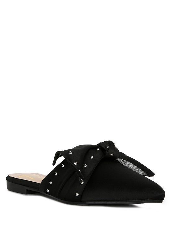 London Rag Makeover Studded Bow Flat Mules