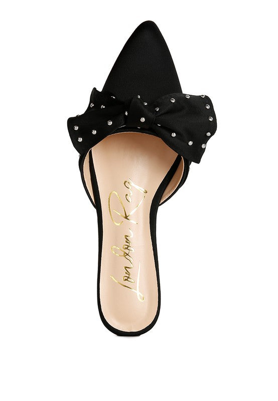 London Rag Makeover Studded Bow Flat Mules
