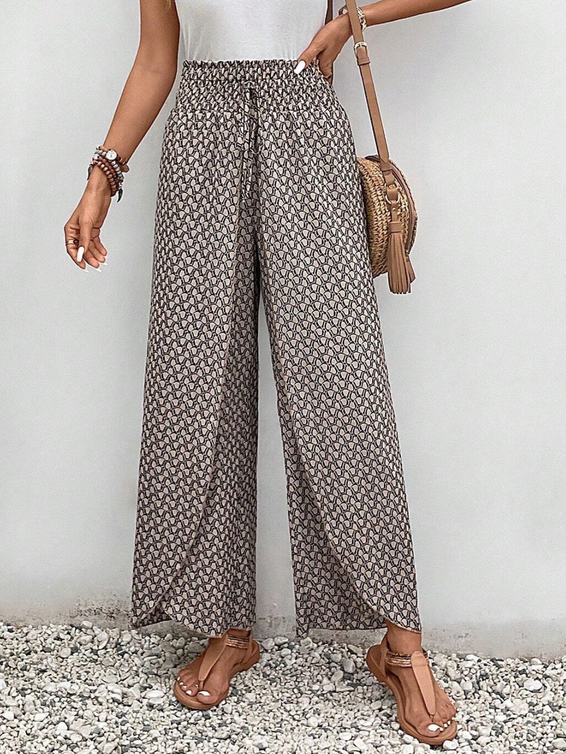 PREORDER- Tied Printed Wide Leg Pants