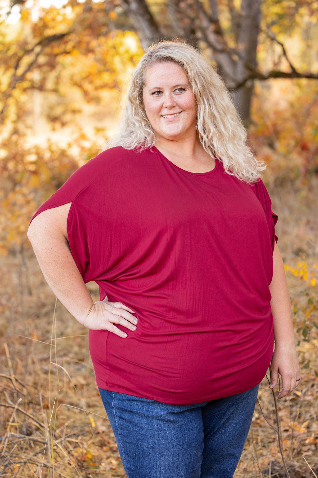 Michelle Mae Darcy Dolman Top - Burgundy | Women's Flowy Top