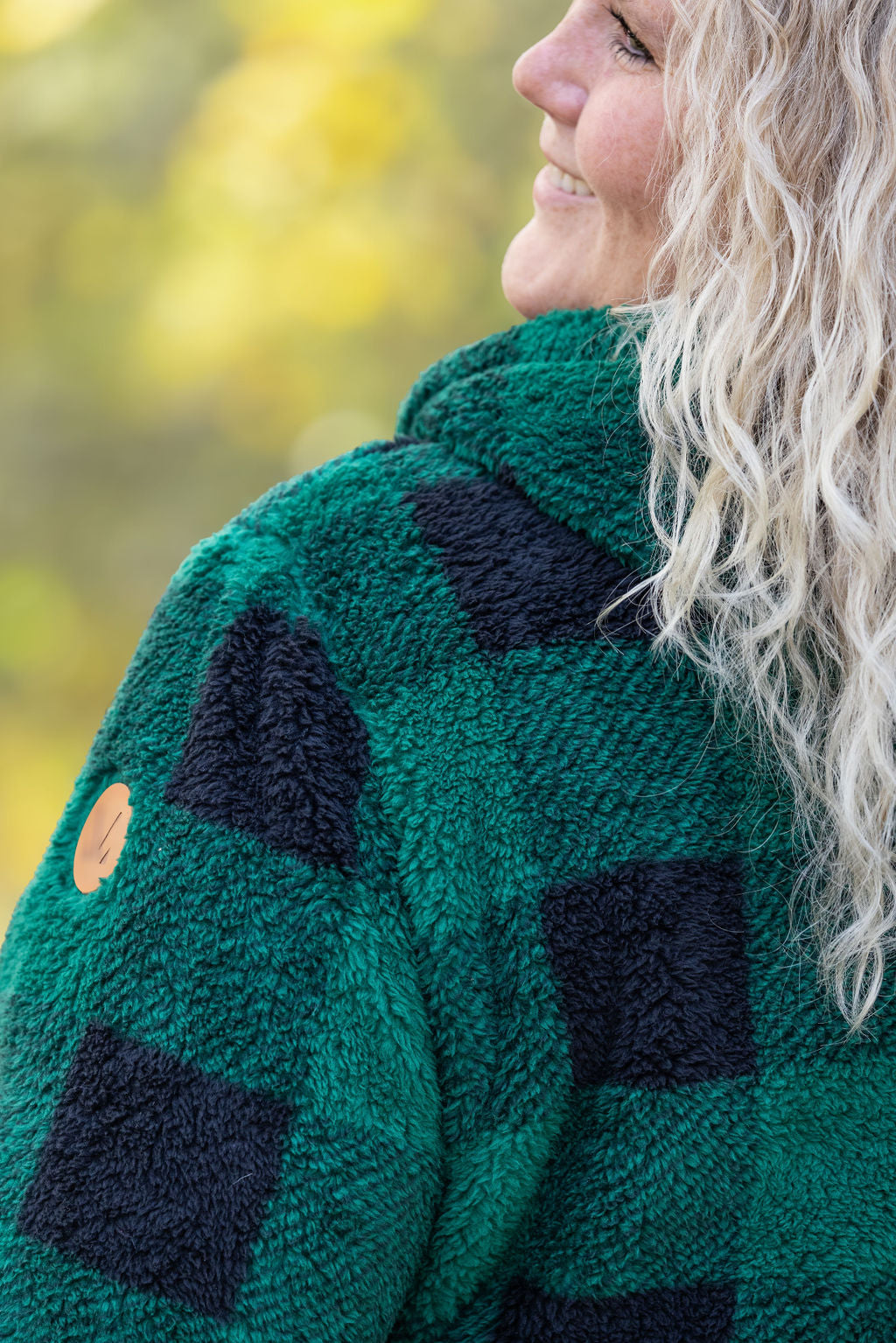 Michelle Mae Sherpa Fullzip Hoodie - Green Plaid