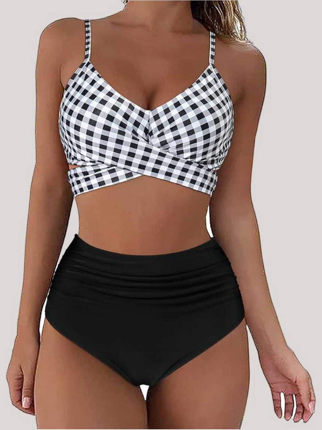 PREORDER- Tied Printed Spaghetti Strap Two-Piece Swim Set