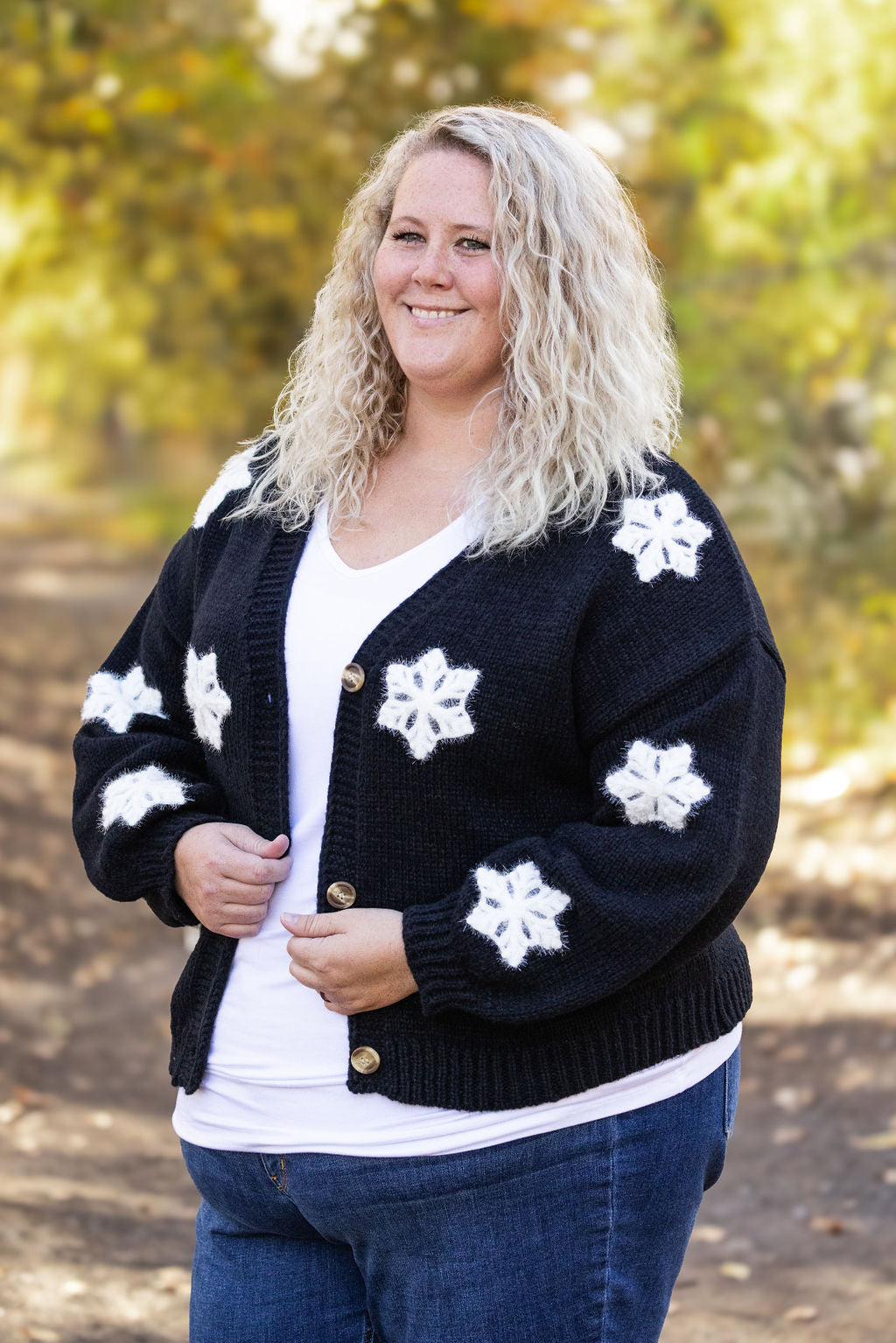 Michelle Mae Snowflake Cardigan - Black