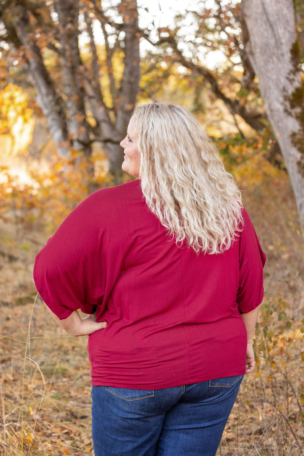 Michelle Mae Darcy Dolman Top - Burgundy | Women's Flowy Top