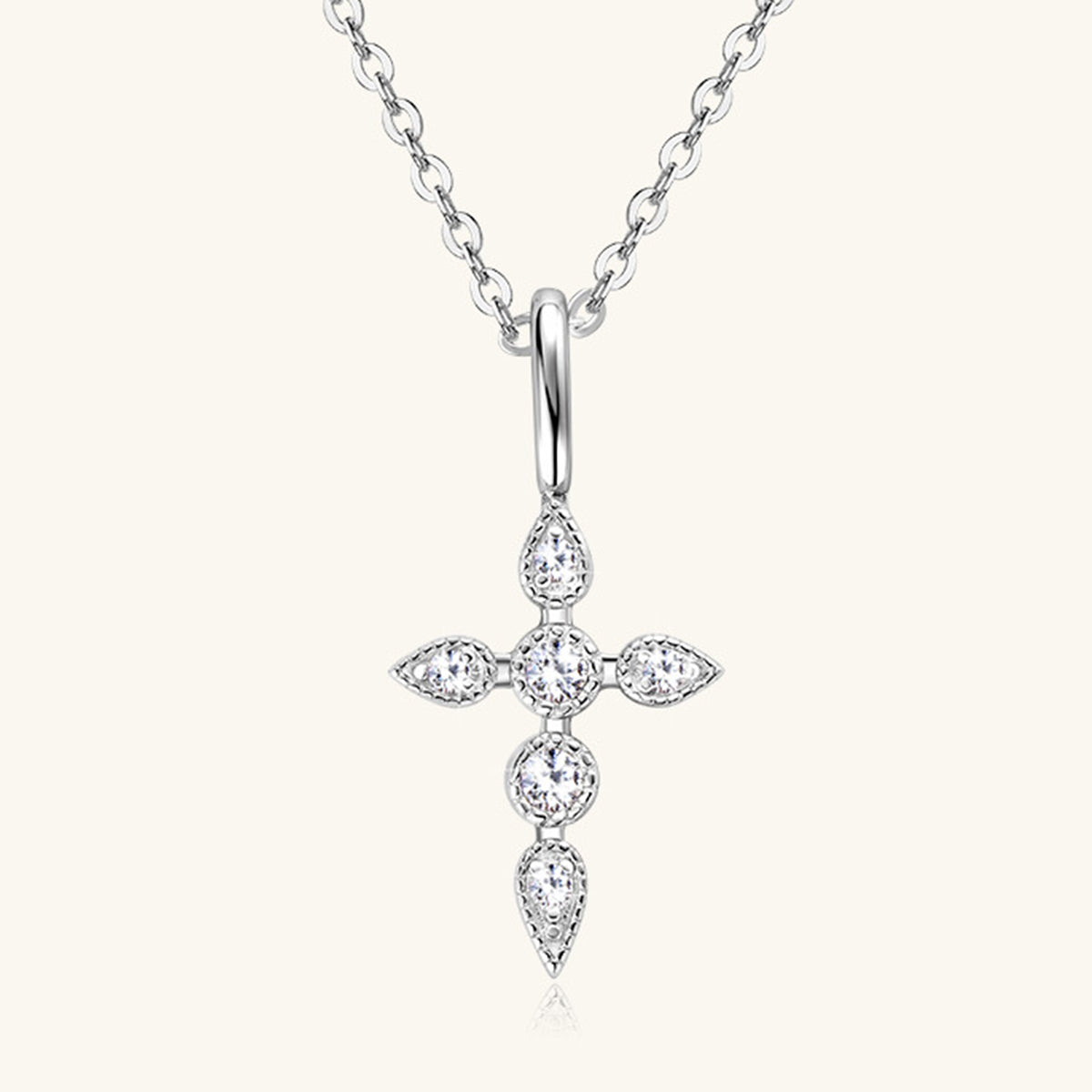 PREORDER- 925 Sterling Silver Moissanite Cross Pendant Necklace