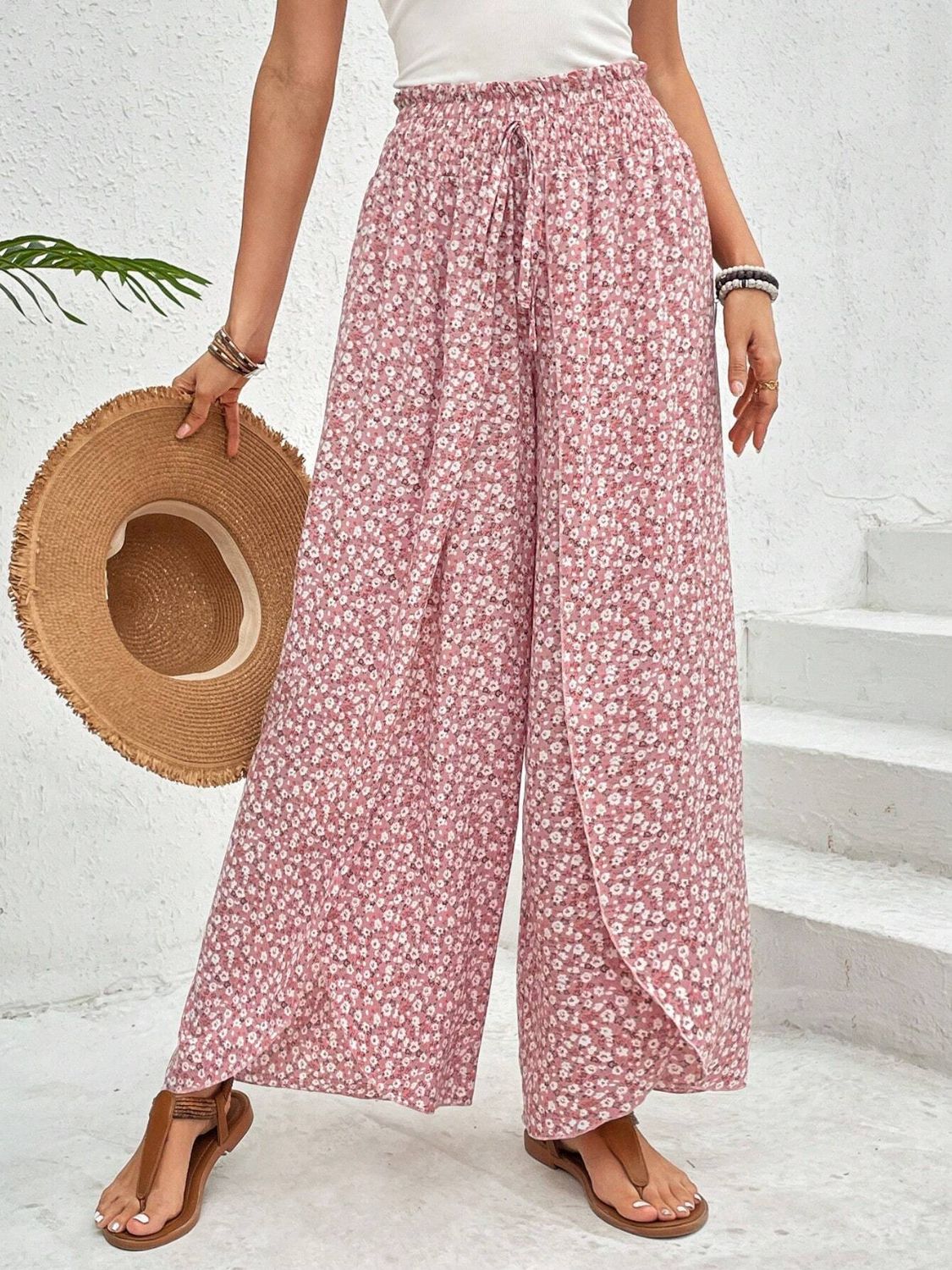 PREORDER- Tied Printed Wide Leg Pants