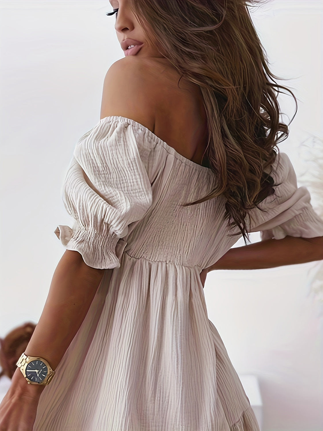 PREORDER- Full Size Ruffled Off-Shoulder Short Sleeve Dress