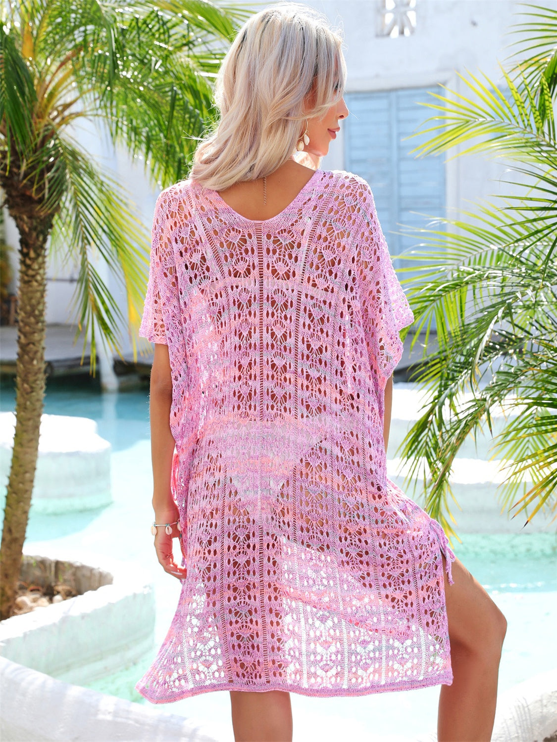 PREORDER- Slit Openwork V-Neck Cover Up