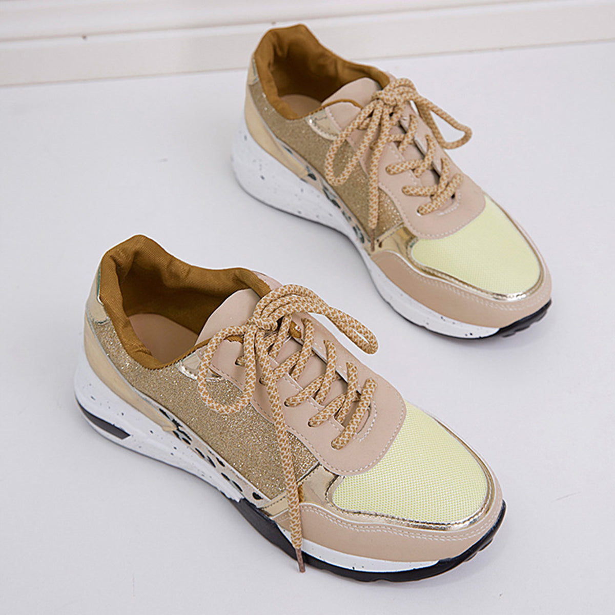 PREORDER- Lace-Up Round Toe Platform Sneakers