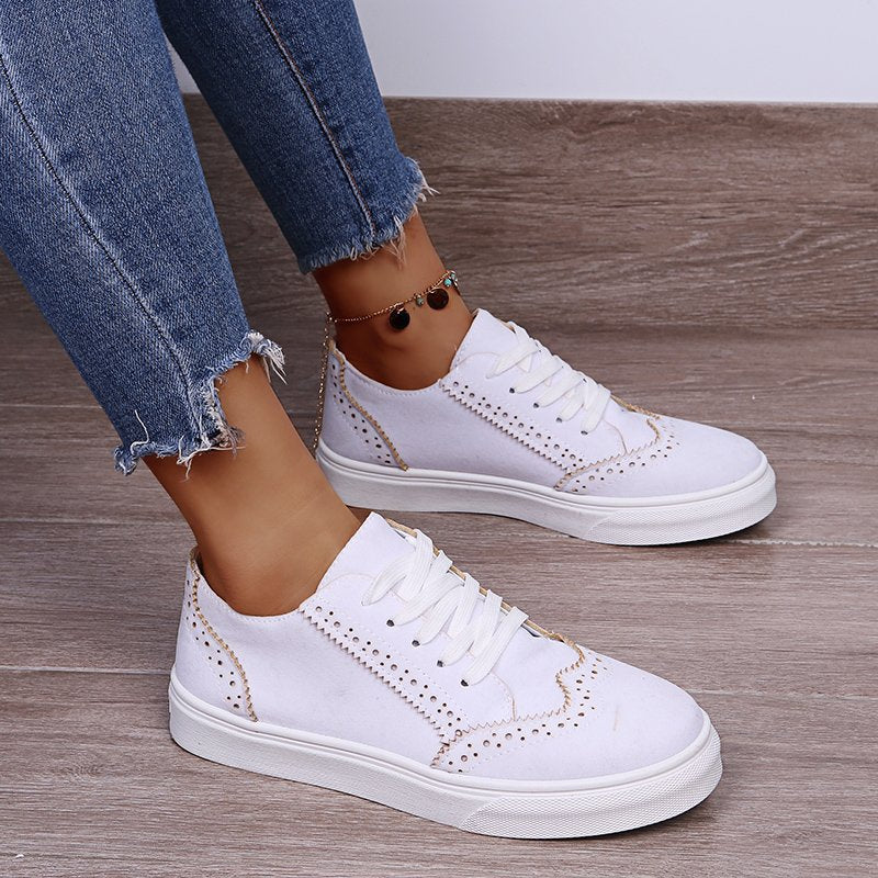 PREORDER- Lace-Up Suedette Flat Sneakers