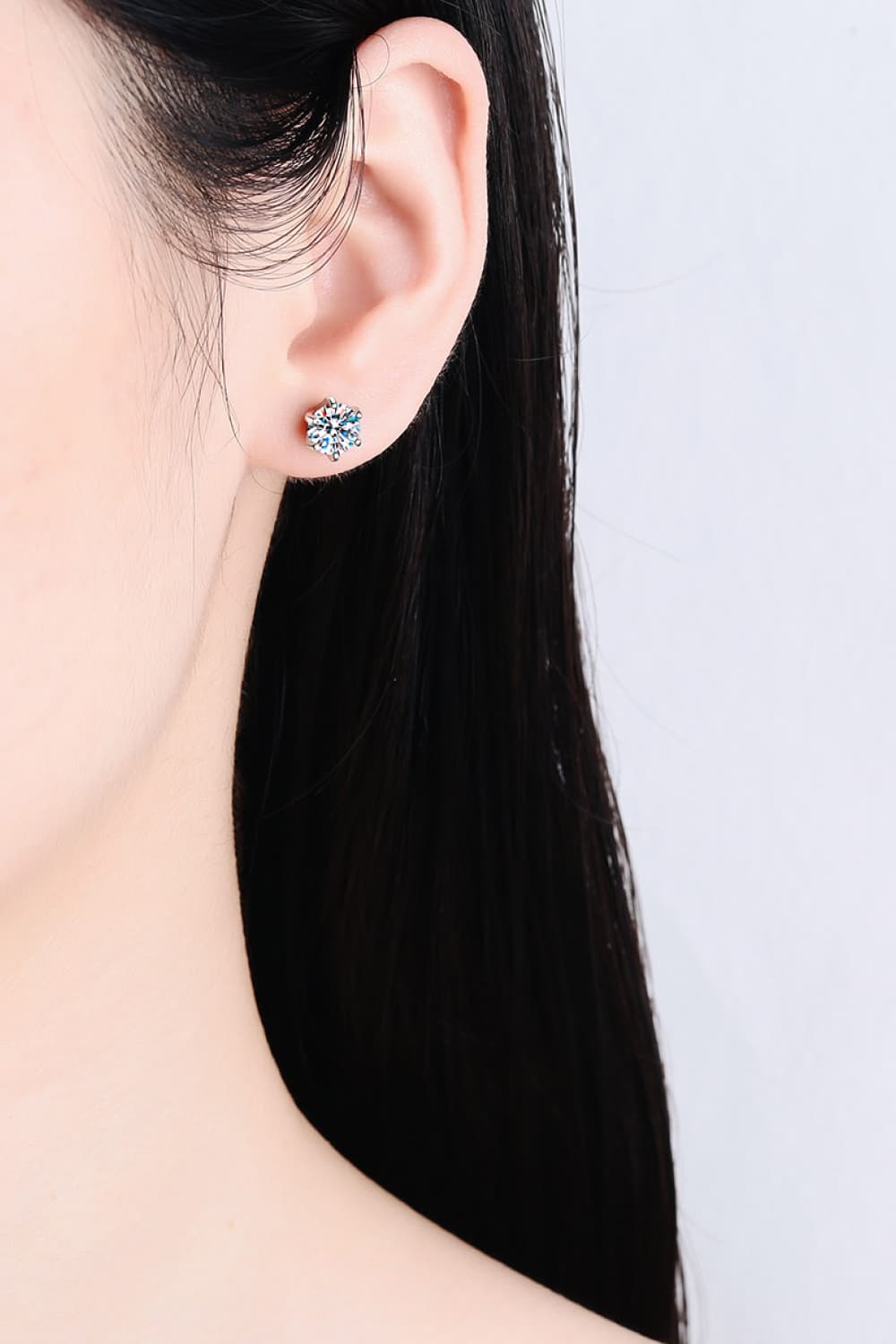 PREORDER- 1 Carat Moissanite Rhodium-Plated Stud Earrings
