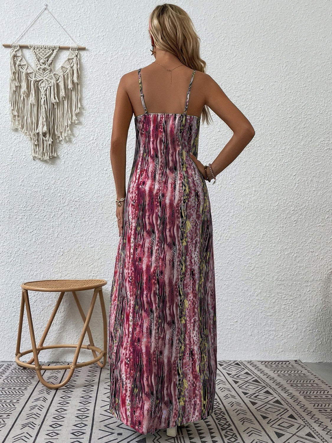 PREORDER- Full Size Printed Scoop Neck Maxi Cami Dress