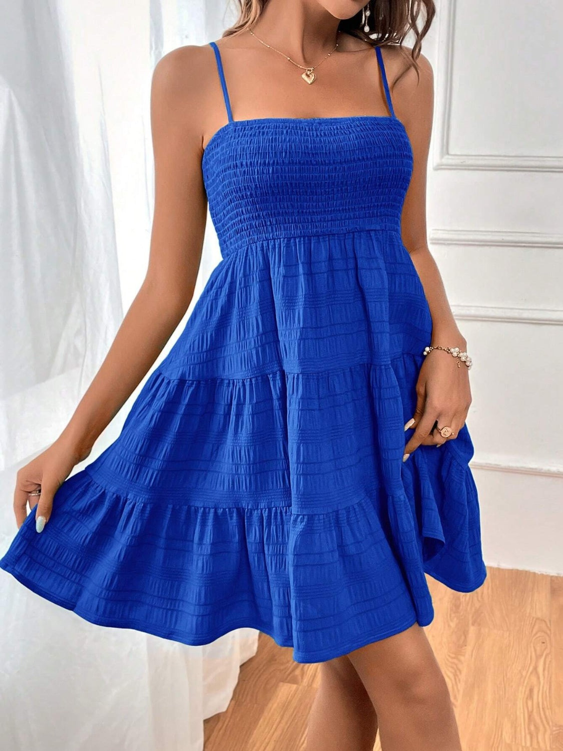 PREORDER- Smocked Tiered Sleeveless Mini Dress