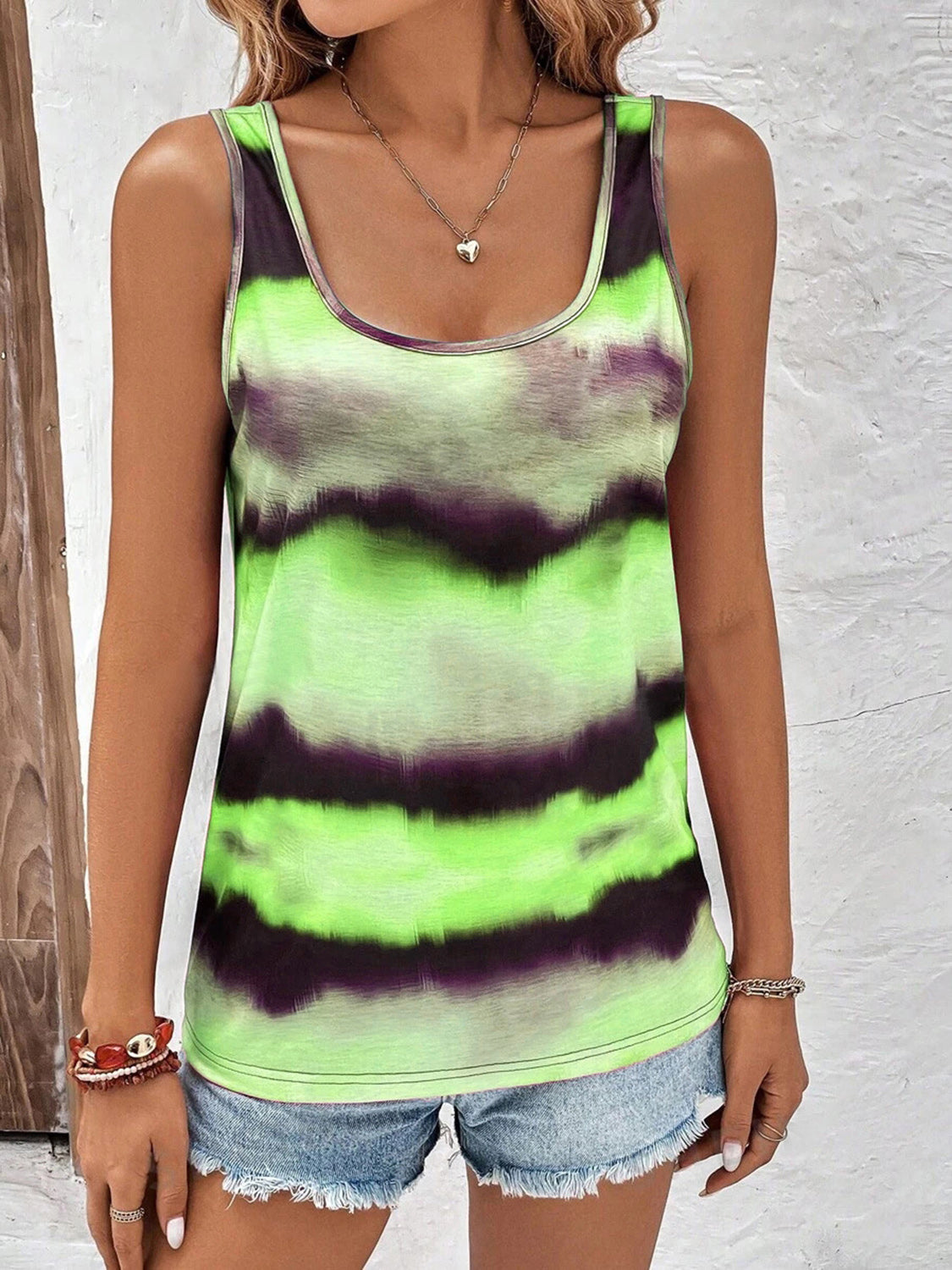 PREORDER- Tie-Dye Scoop Neck Wide Strap Tank