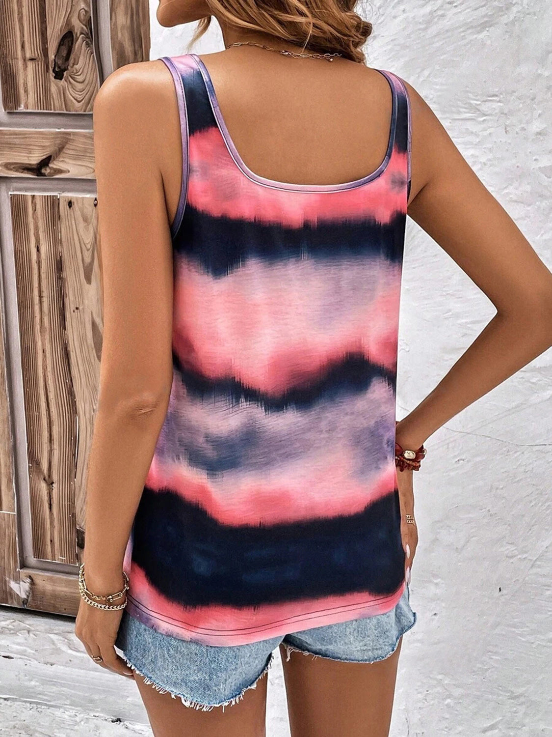 PREORDER- Tie-Dye Scoop Neck Wide Strap Tank