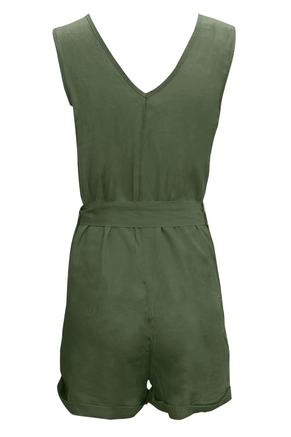 PREORDER- Full Size Tied V-Neck Sleeveless Romper with Pockets