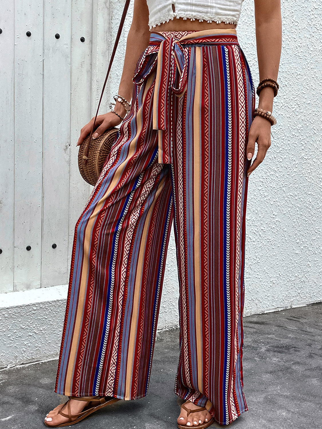 PREORDER- Tied Geometric Wide Leg Pants