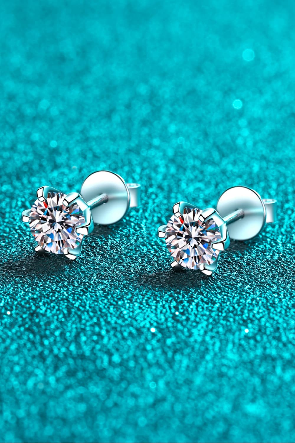 PREORDER- 1 Carat Moissanite Rhodium-Plated Stud Earrings