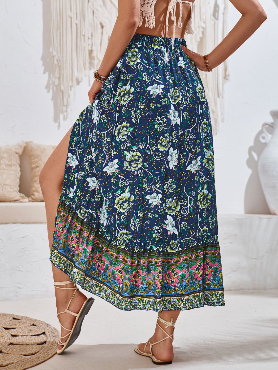 PREORDER- Tied Printed Midi Skirt