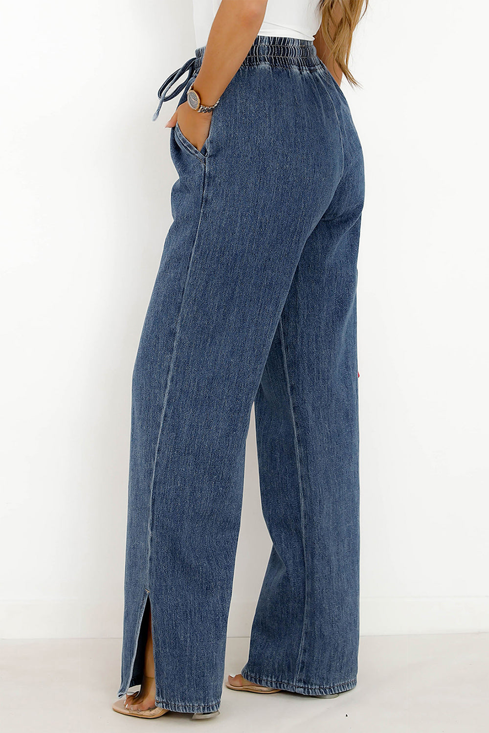 PREORDER- Slit Wide Leg Jeans with Pockets