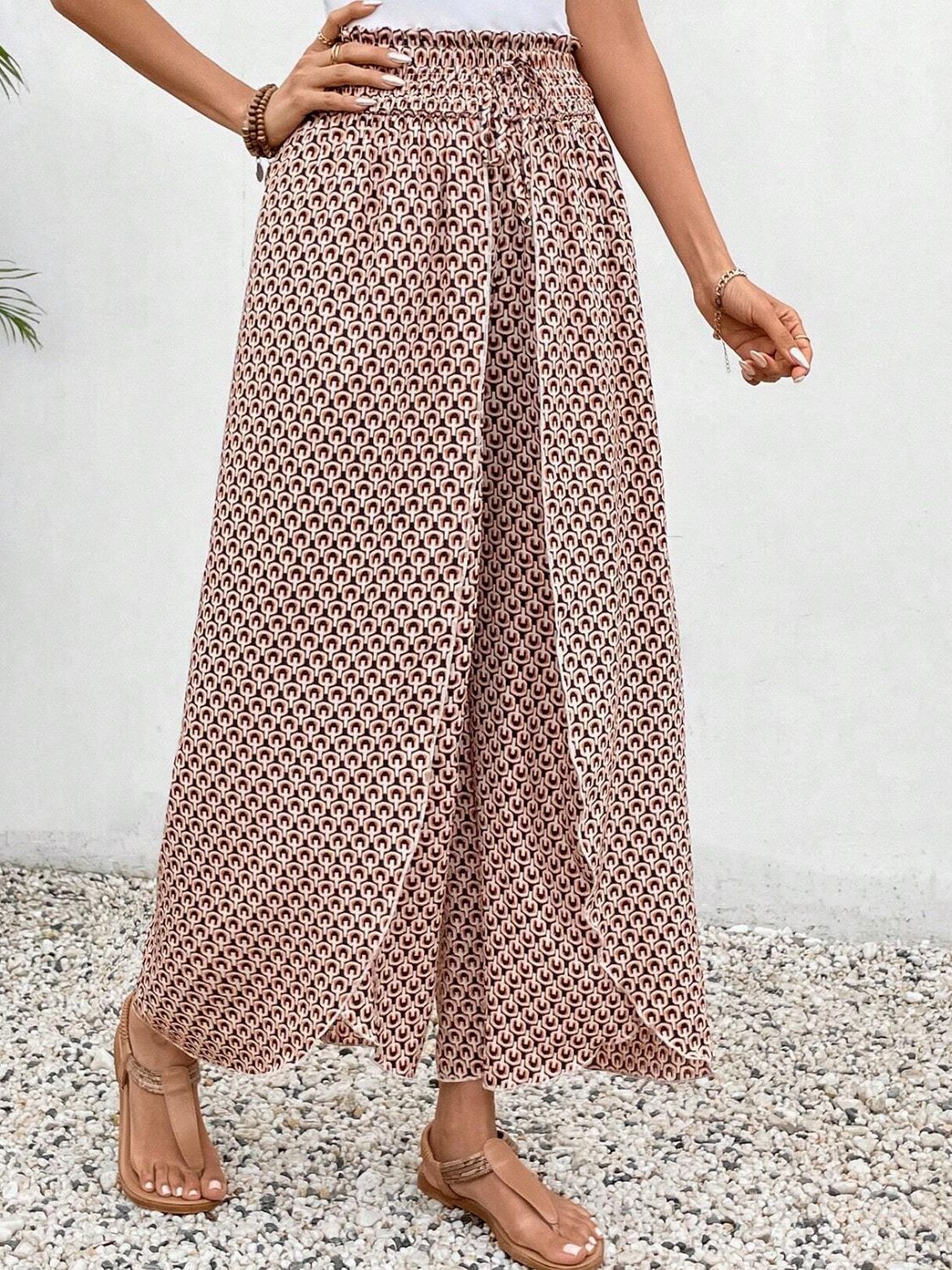 PREORDER- Tied Printed Wide Leg Pants