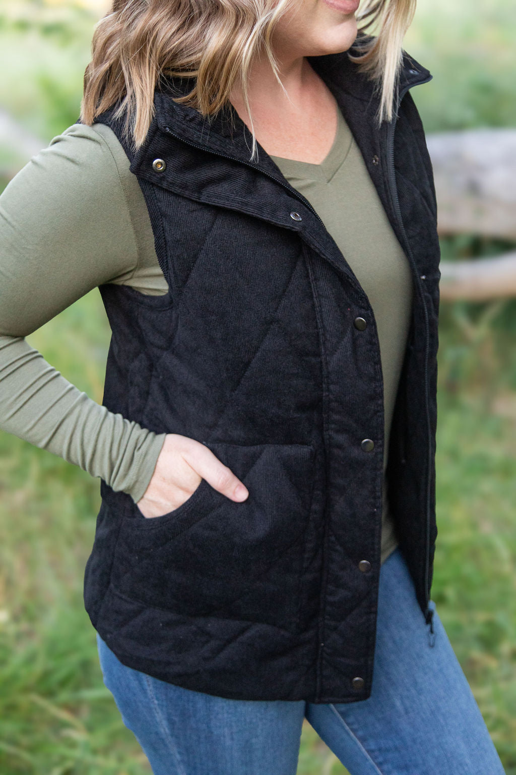 Michelle Mae Corduroy Vest - Black