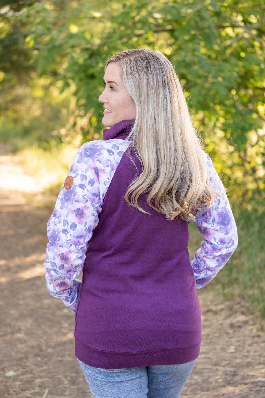 Michelle Mae Zoey ZipCowl - Plum and Purple Floral