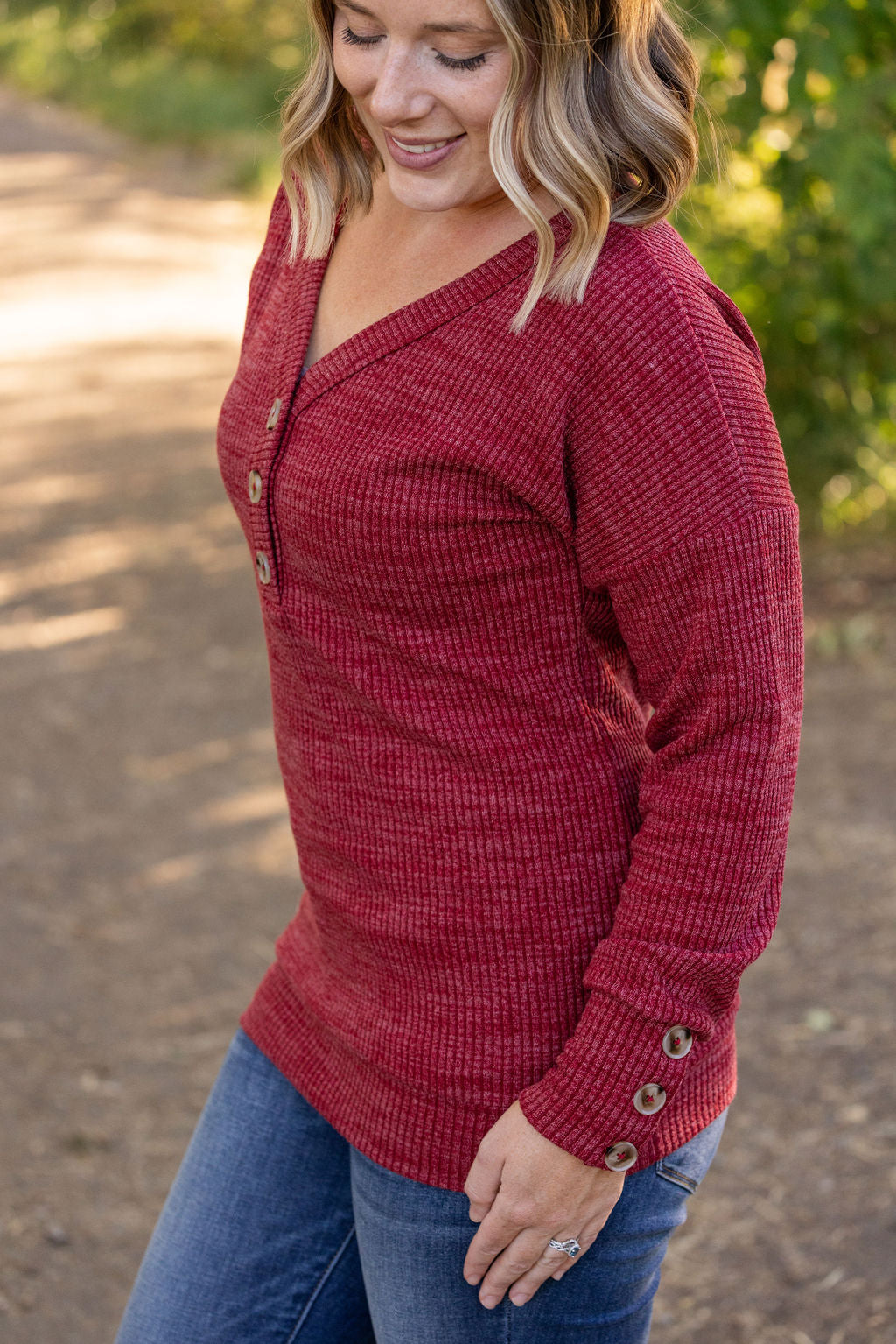 Michelle Mae Brittney Button Sweater - Berry