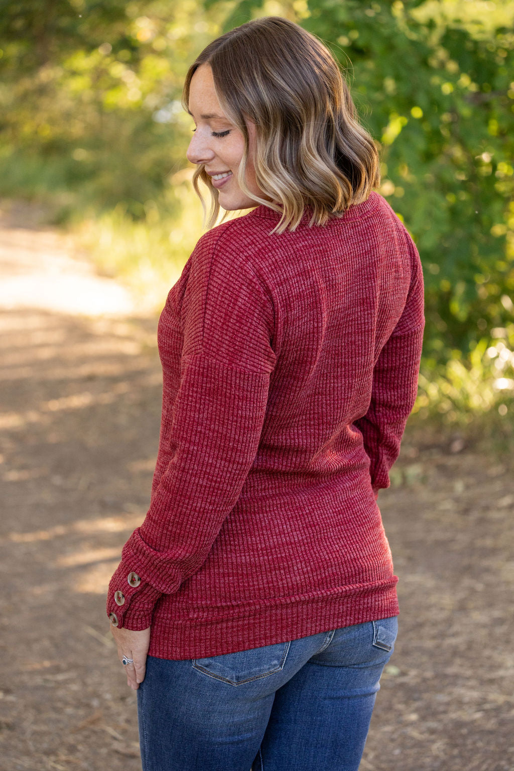 Michelle Mae Brittney Button Sweater - Berry