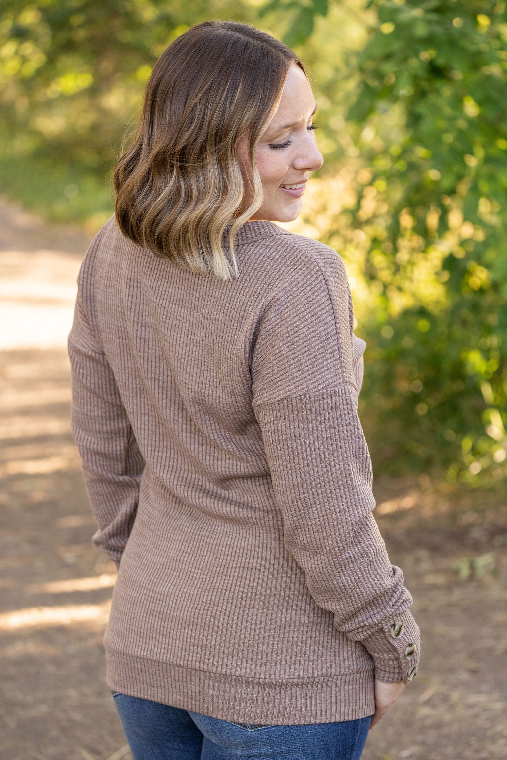 Michelle Mae Brittney Button Sweater - Mocha | Women's Long Sleeve