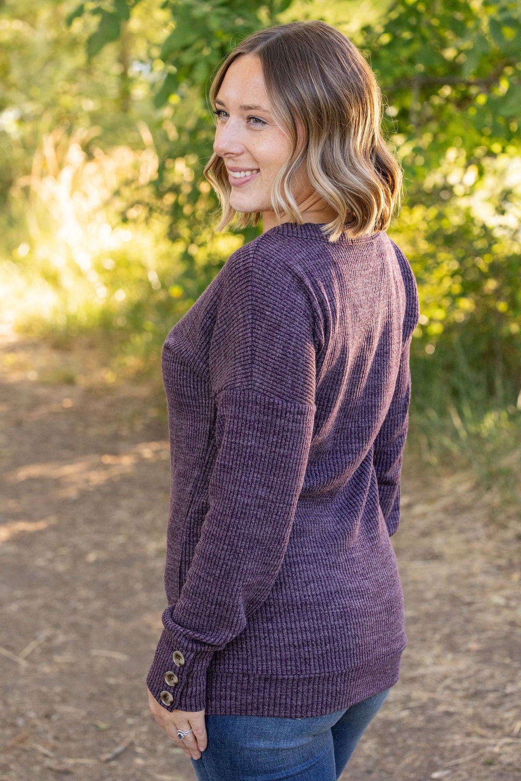 Michelle Mae Brittney Button Sweater - Purple