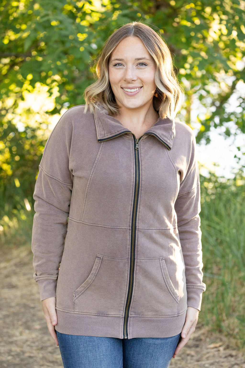 Michelle Mae Vintage Wash FullZip - Mocha