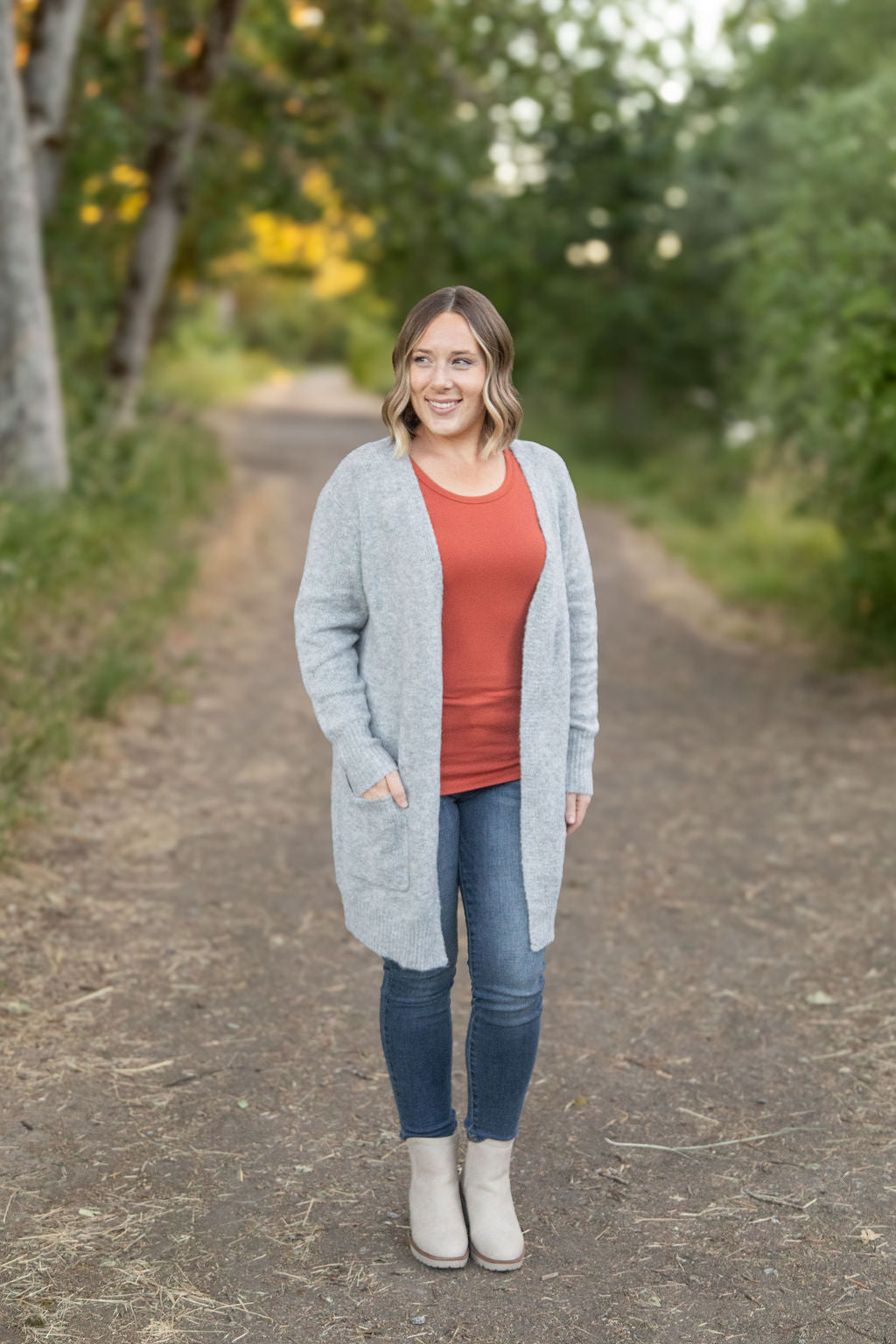 Michelle Mae Madison Cozy Cardigan - Light Grey