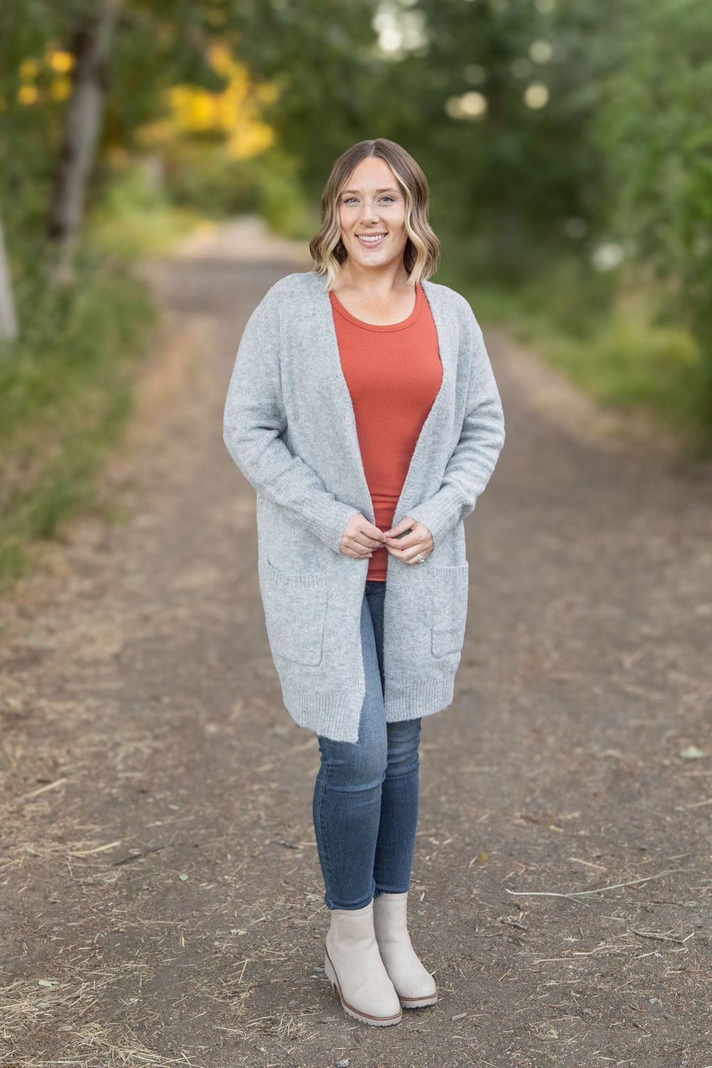 Michelle Mae Madison Cozy Cardigan - Light Grey