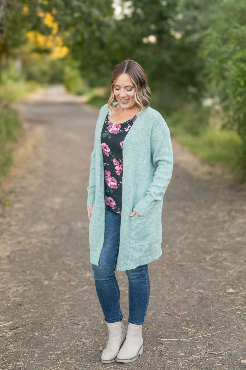 Michelle Mae Madison Cozy Cardigan - Sage/Blue Mix