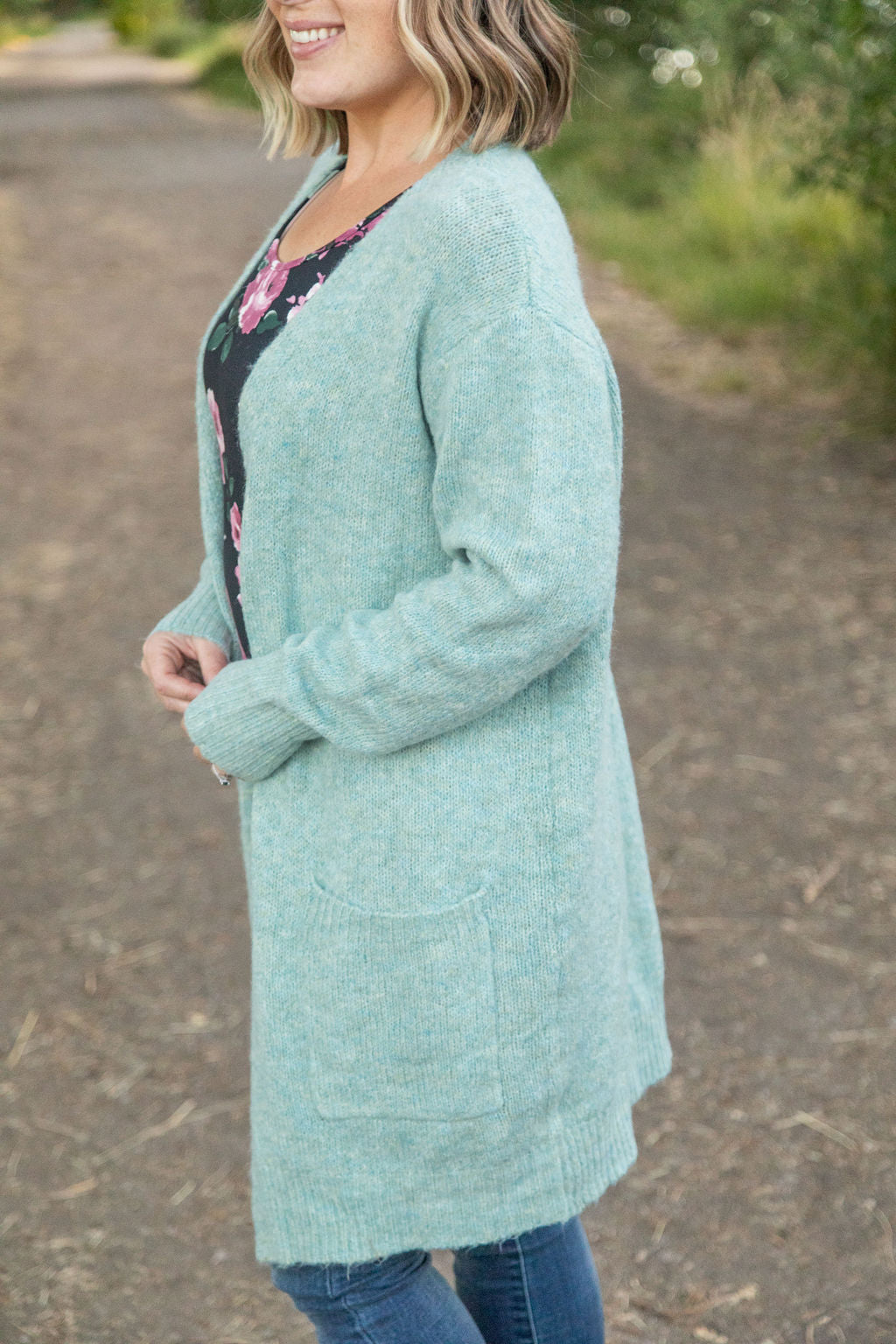 Michelle Mae Madison Cozy Cardigan - Sage/Blue Mix