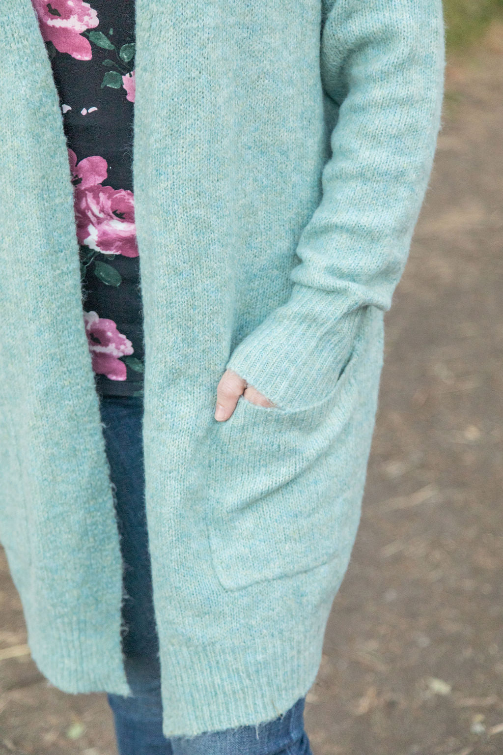 Michelle Mae Madison Cozy Cardigan - Sage/Blue Mix