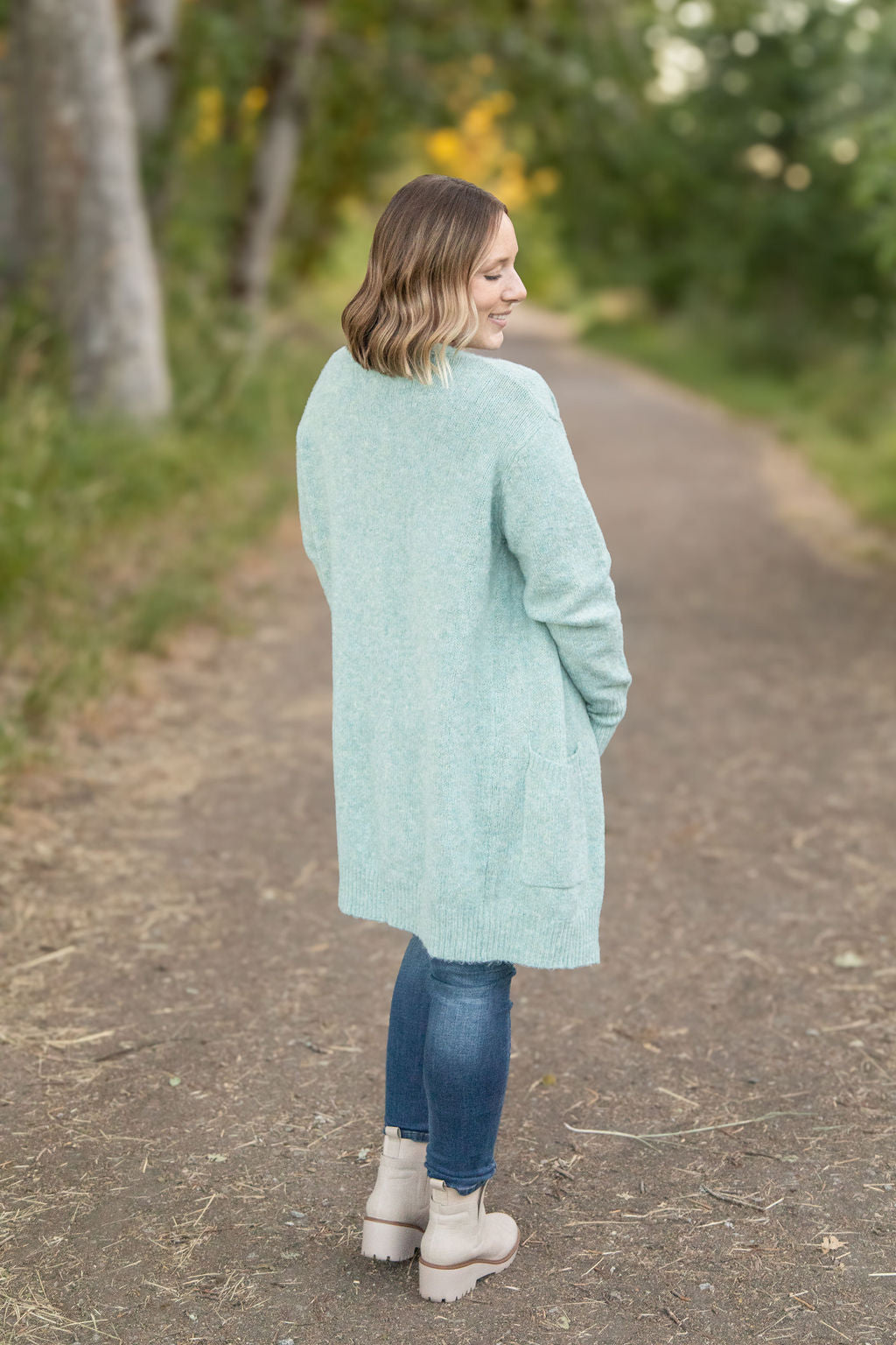 Michelle Mae Madison Cozy Cardigan - Sage/Blue Mix