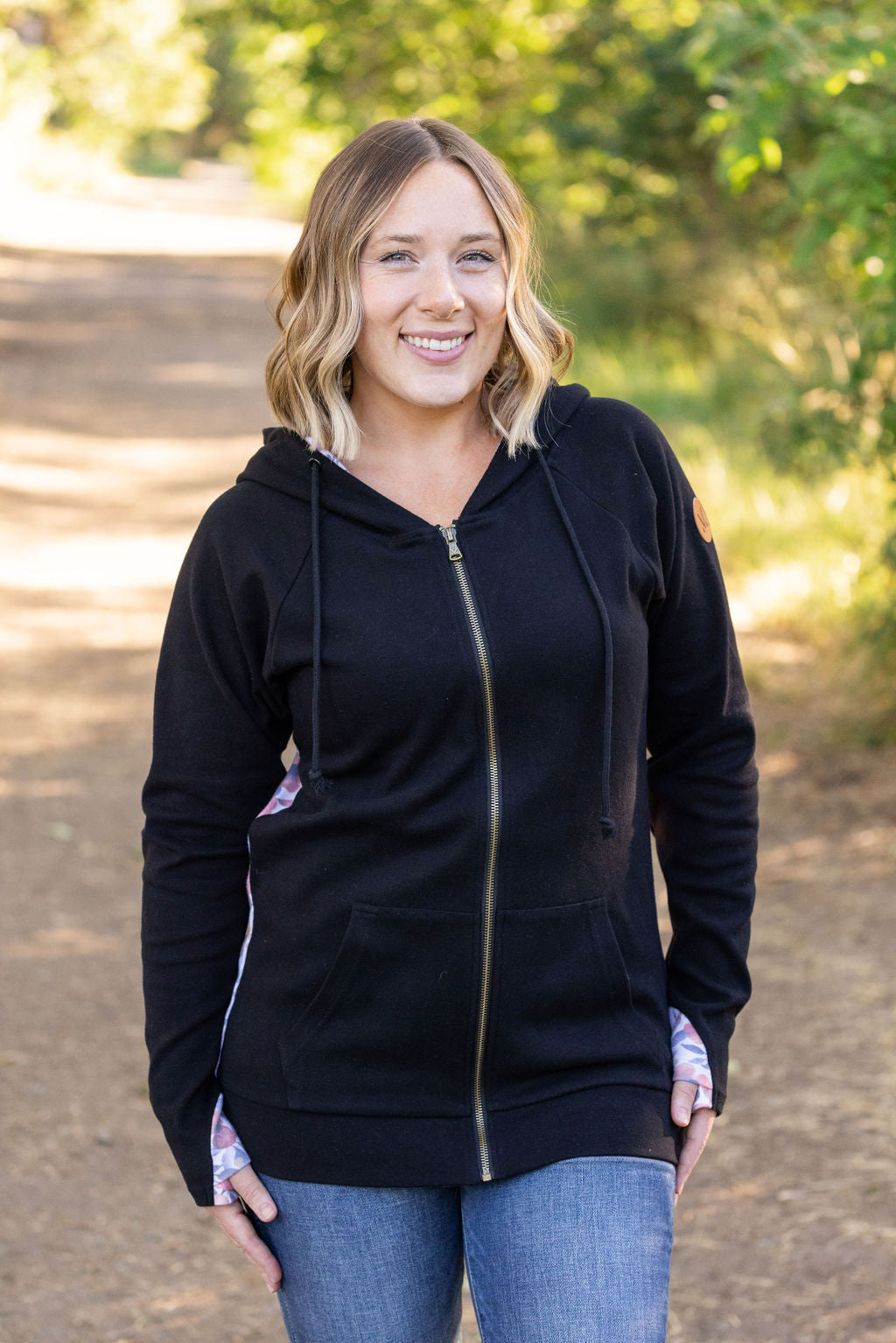 Michelle Mae Classic Fullzip Hoodie - Black and Fall Floral