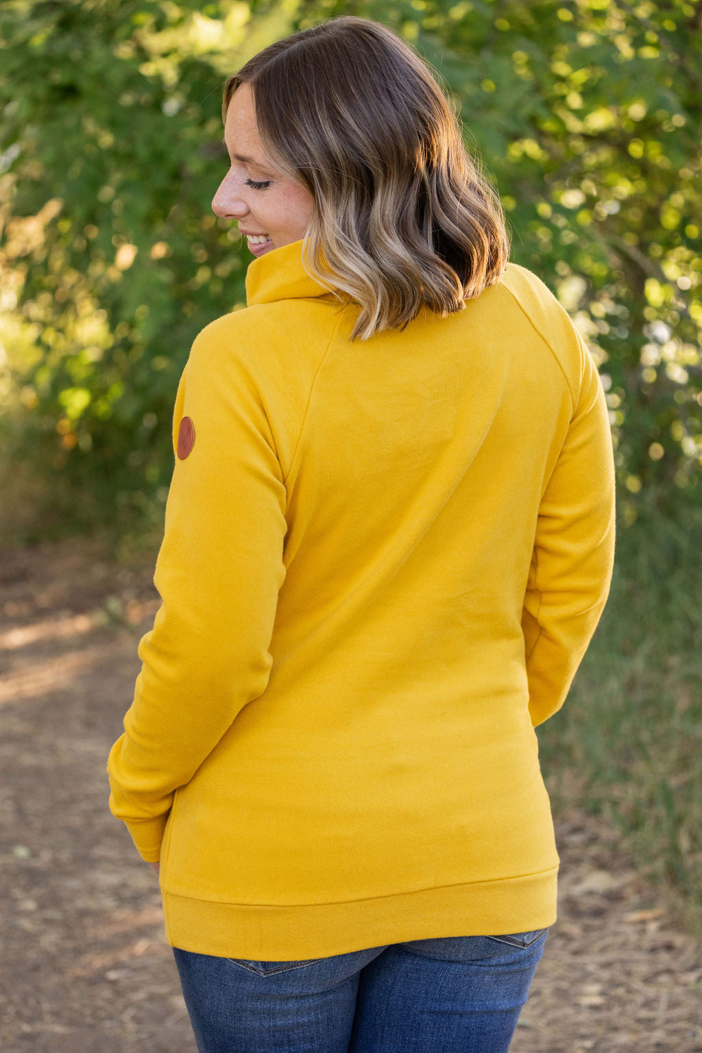 Michelle Mae Classic Zoey ZipCowl Sweatshirt - Mustard