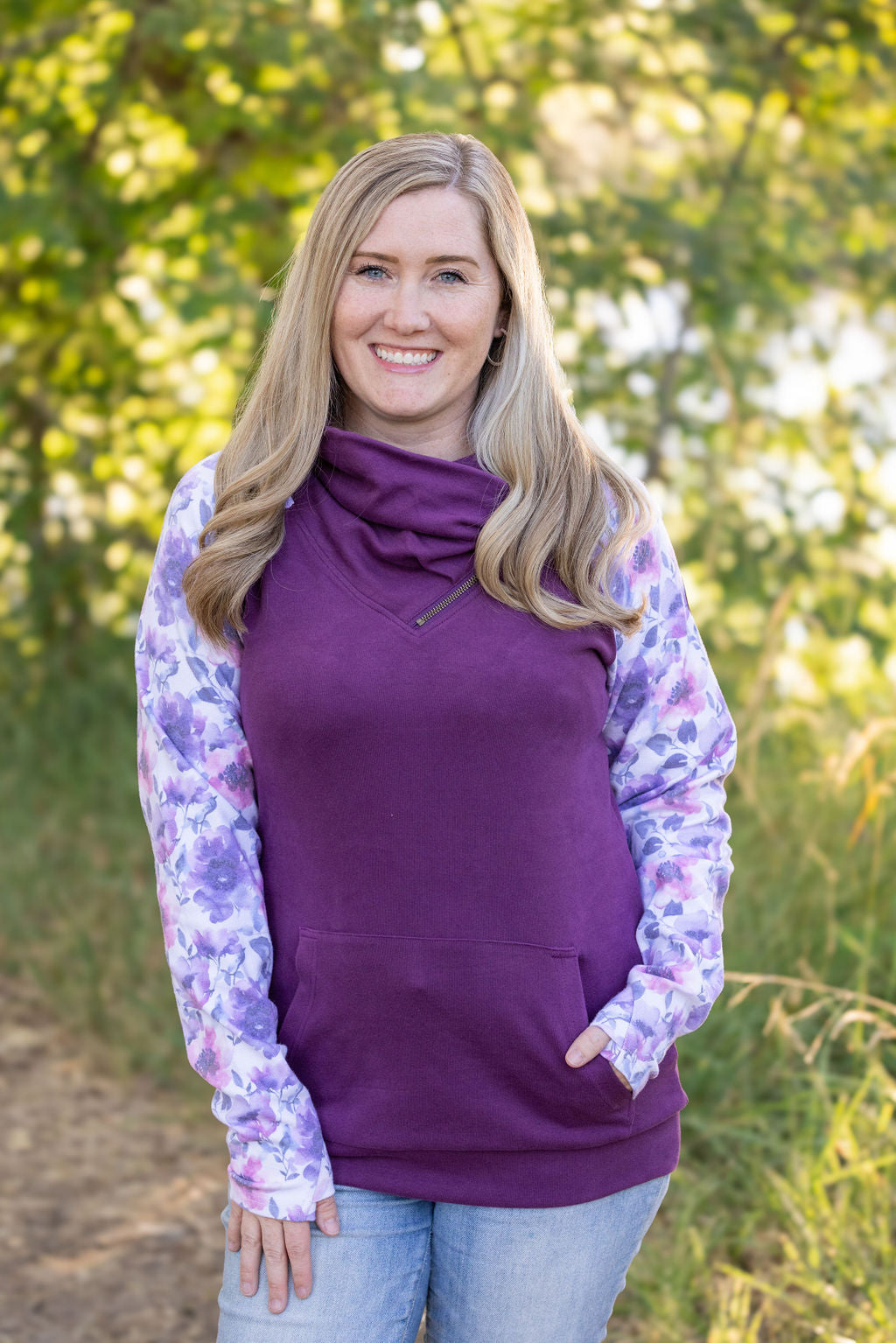 Michelle Mae Zoey ZipCowl - Plum and Purple Floral