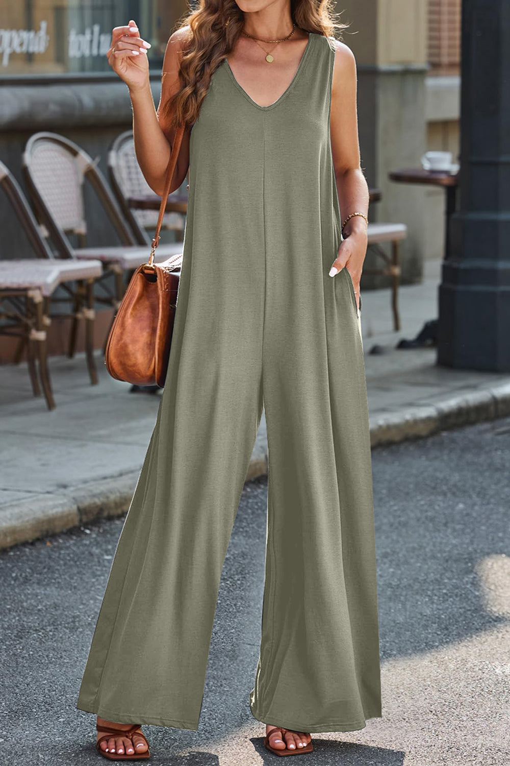 PREORDER- Full Size V-Neck Wide Strap Jumpsuit