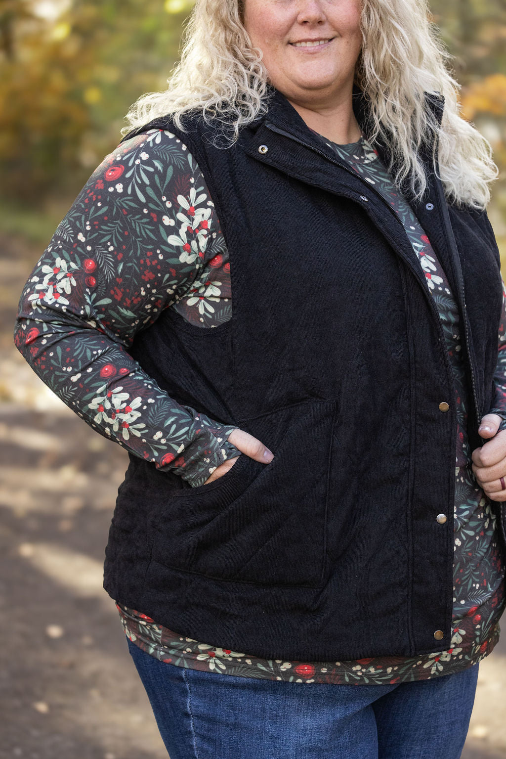 Michelle Mae Corduroy Vest - Black